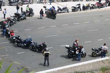 Los moteros recuerdan en Jinámar a sus compañeros fallecidos en al carretera (Foto TA)